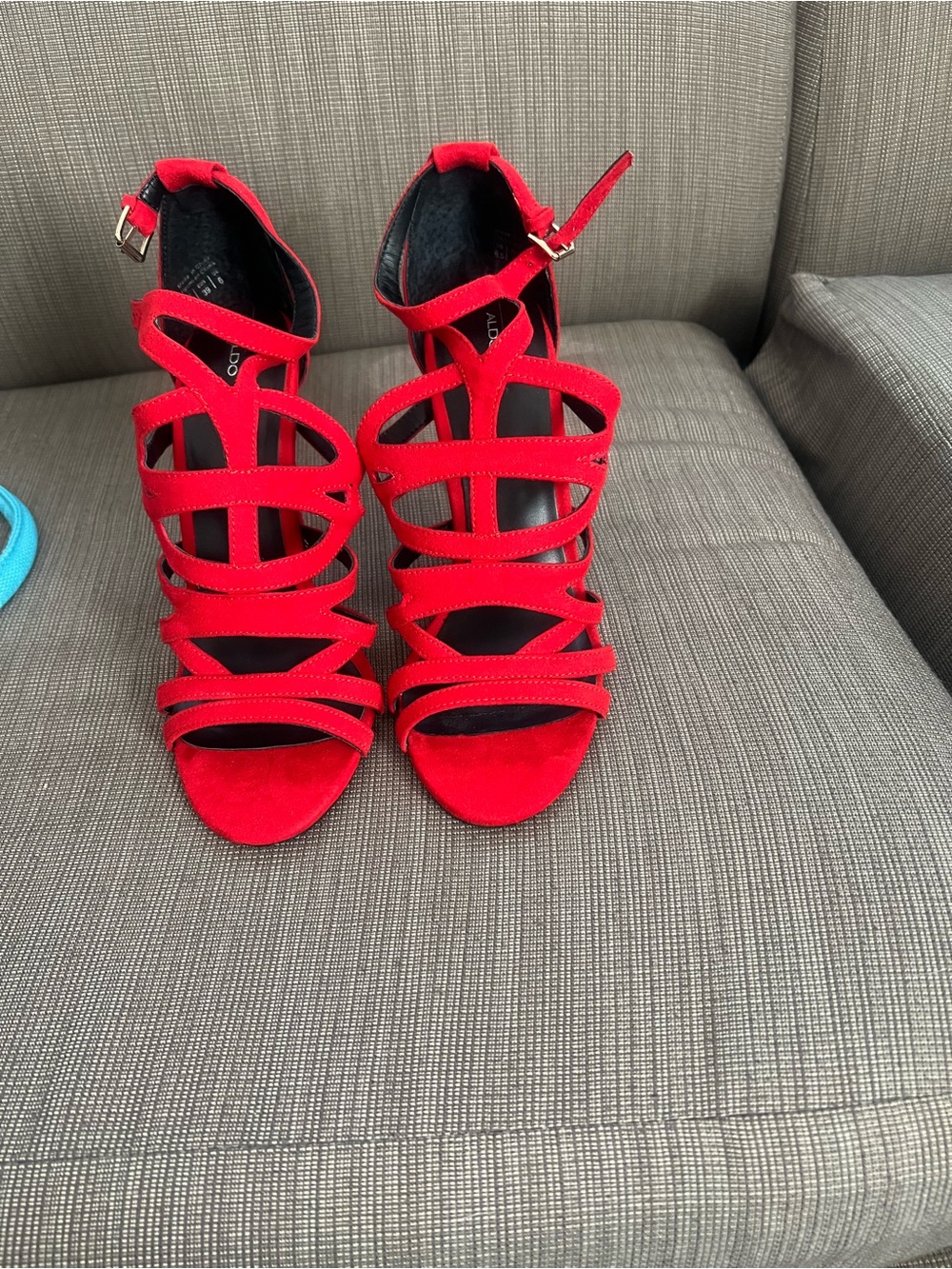 Aldo Red Strappy Suede High Heel Sandals